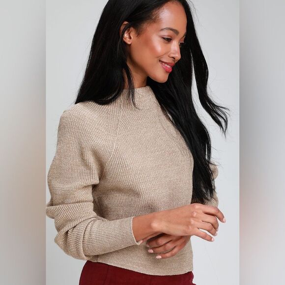 Free People Heathered Beige Knit Pullover Sweater Sz XS Stretchy-Like a New - Picture 8 of 8